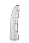דילדו ריאליסטי שקוף 18.5 ס״מ מעוקל קלות – Pure Jelly