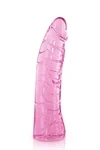 דילדו ריאליסטי ורוד שקוף 18.5 ס״מ מעוקל קלות – Pure Jelly