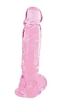 דילדו ריאליסטי XL ורוד שקוף 22 ס״מ עם בסיס ואקום – Pure Jelly