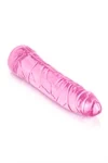 דילדו ריאליסטי ורוד שקוף 18.5 ס״מ מעוקל קלות – Pure Jelly 3