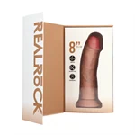 דילדו ריאליסטי רוטט מעוקל 20.5 ס״מ בגוון גוף – RealRock 4
