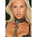 קולר BDSM צבאי בהדפס הסוואה עם רצועת הולכה מבית Ouch! by Shots