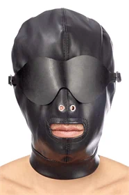 מסכת ראש BDSM במראה עור עם כיסוי עיניים נשלף – Fetish Tentation