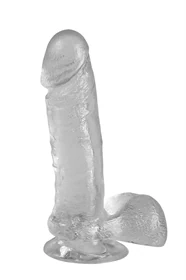 דילדו ריאליסטי שקוף 20 ס״מ עם בסיס ואקום – Real Size Jelly