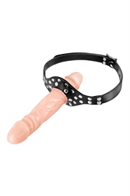 גאג פין כפול BDSM בגוון גוף עם דילדו פנימי וחיצוני – Fetish Tentation