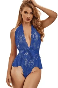 BODY DENTELLE/NOEUD BLEU - כחול