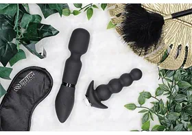PLEASURE KIT BLACK 2 - קיט ויברטורים יוקרתי מסיליקון איכותי 10 מצבי רטט נטען
