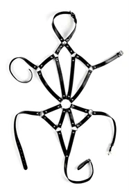 Harness BDSM לנשים – רתמת גוף מלאה מעור טבעוני מתכווננת מבית Love Hit by Virgite