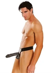 FETISH סטראפ און חלול לגבר שחור 25 ס"מ עם ביצים