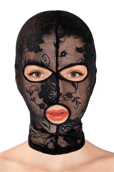 מסכת ראש פטיש BDSM מתחרה שחורה – Fetish Tentation
