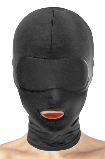 מסכת ראש BDSM מספנדקס שחור עם פתח לפה – Fetish Tentation