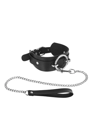 קולר BDSM רחב עם רצועת הולכה – Fetish Tentation