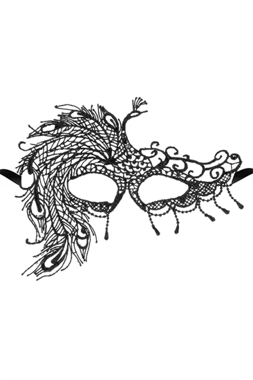 מסכת תחרה שחורה Crépuscule אסימטרית – Maskarade
