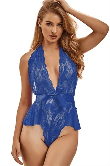 BODY DENTELLE/NOEUD BLEU - כחול