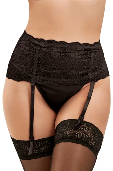 חגורת כתפיות תחרה שחורה