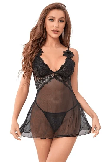 בייבידול שקוף עם חוטיני S/M 36/38 PARIS HOLLYWOOD