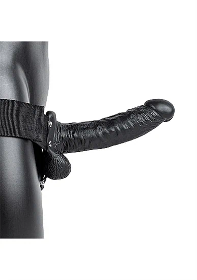 Hollow Strap-on with Balls - 7''/ 18 cm - סטראפ און חלול לגבר שחור עם ביצים 18 ס"מ