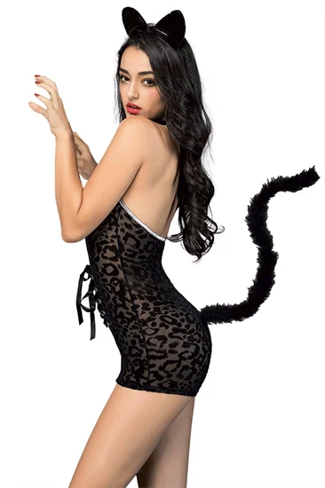 תחפושת חתולה סקסית שחורה – Paris Hollywood