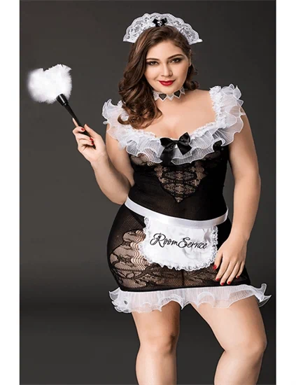 תחפושת משרתת סקסית שחורה במידה גדולה – Paris Hollywood
